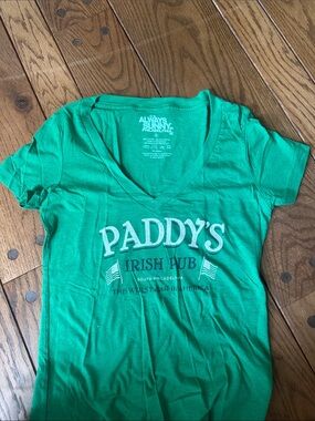 "Paddy's Irish Pub" Green women’s Small V-Neck T-Shirt from Always Sunny
